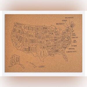 NEW Easy, Tiger Corkboard Cork Map of the United States Made in USA 24 × 18 HTF